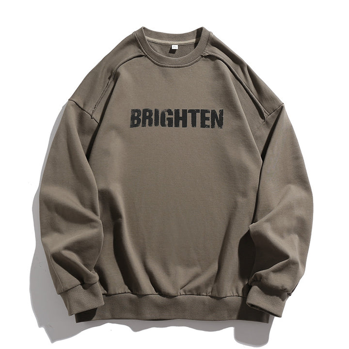 Unisex Oversize Crew Neck Sweatshirt with Distressed Shoulder Seams and Vintage Front Print Mune Fashion