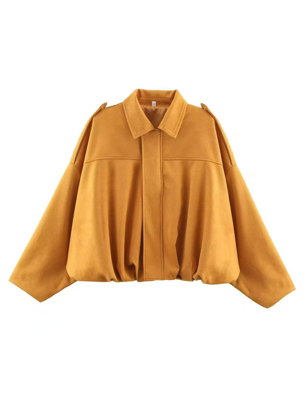 Women Cropped Boxy Transition Jacket in Suede Look with Epaulettes Mune Fashion