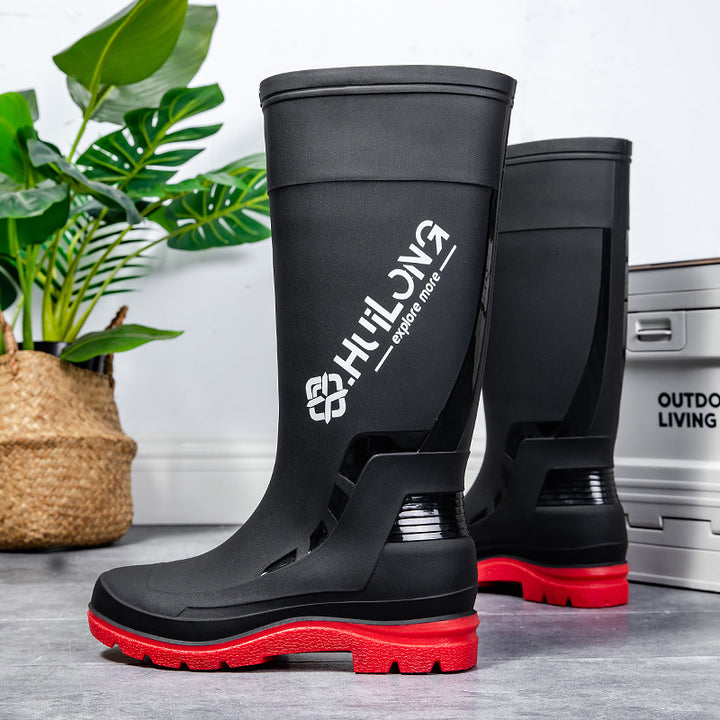 Men's Waterproof Rubber Boots with Adjustable Shaft Closure and Profiled Cushioning Sole System Mune Fashion