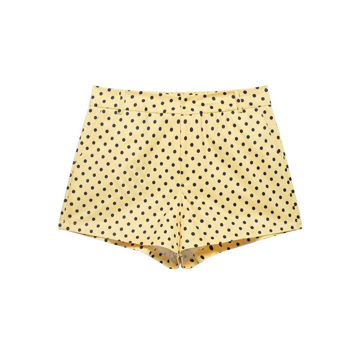 Women's wide High-Waist flared trousers with polka dot print and elastic waistband Mune Fashion