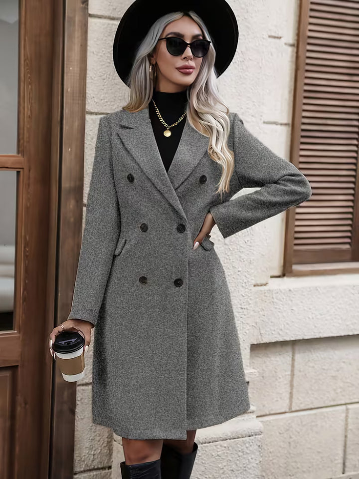 Women's Elegant Double-Breasted Wool Coat