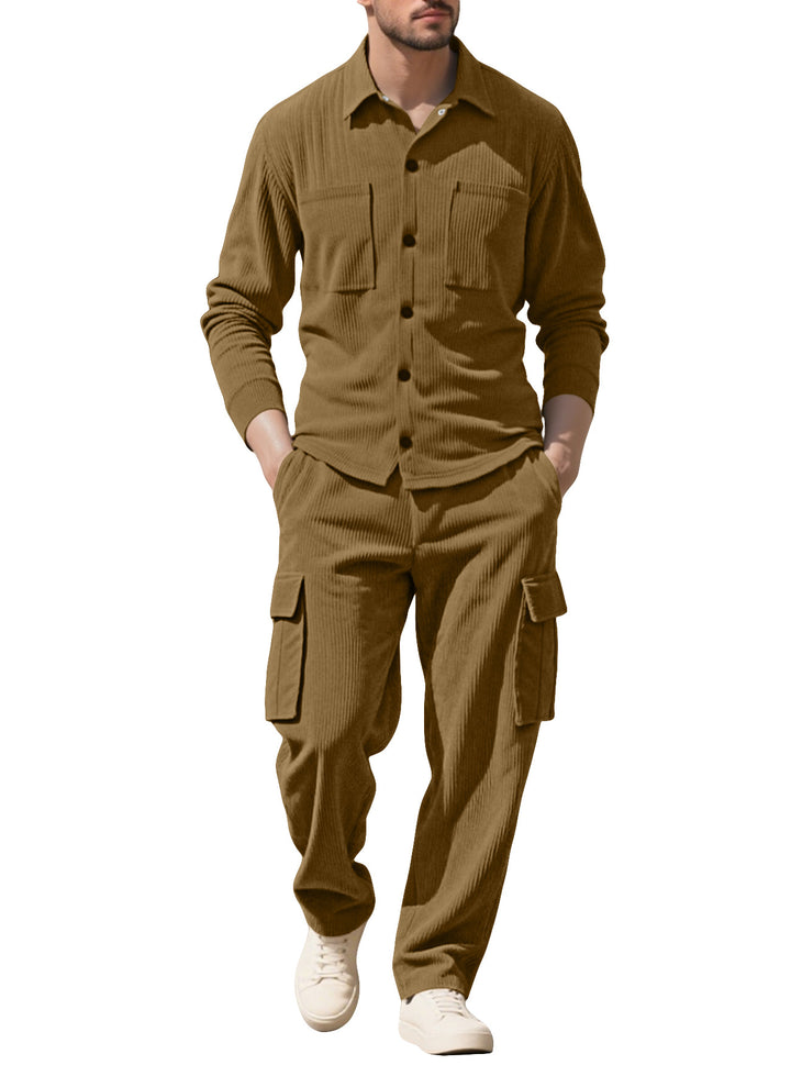 Men's ribbed worker shirt with chest pockets and relaxed cargo pants Mune Fashion