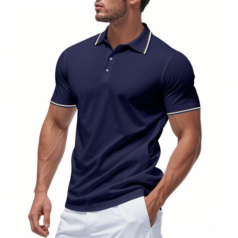Men's classic polo shirt made of piqué with contrasting stripes at the collar Mune Fashion