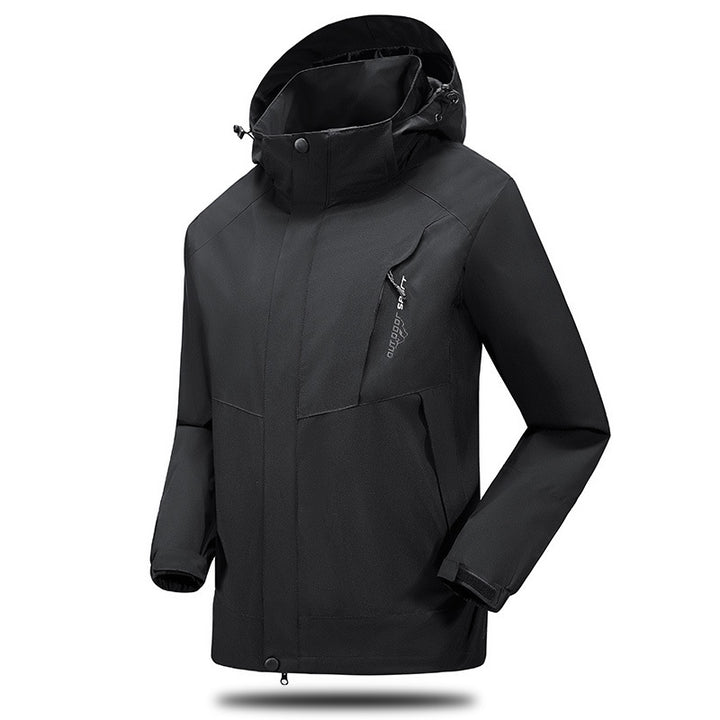Men's water- and windproof softshell outdoor jacket with adjustable hood and zippered pockets Mune Fashion