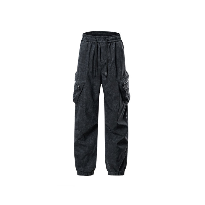 Damen Übergangs‑Cargohose im Vintage‑Wash mit elastischem Komfortbund und Multifunktionsseitenstaschen Mune Fashion