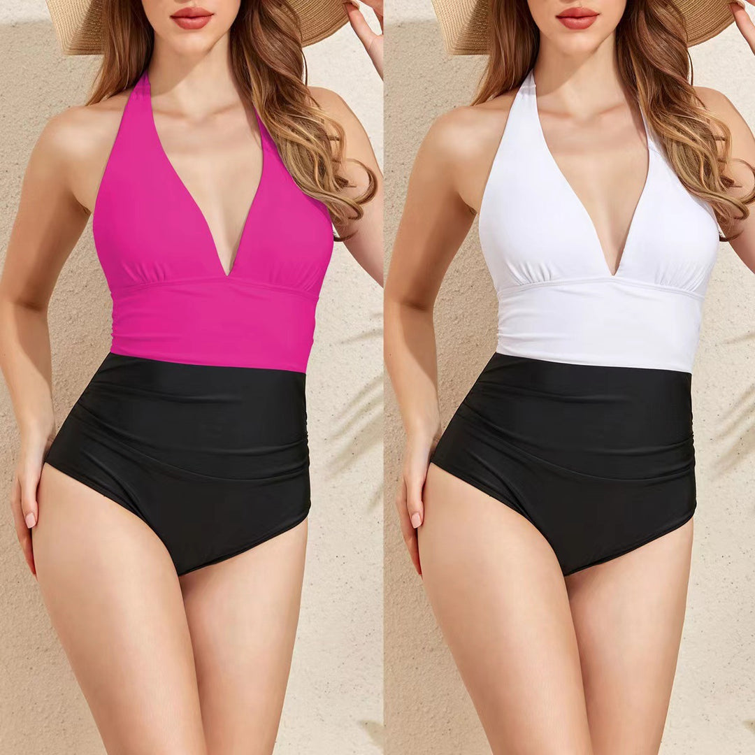Women Elegant Halterneck Swimsuit with Fashionable Cut Mune Fashion