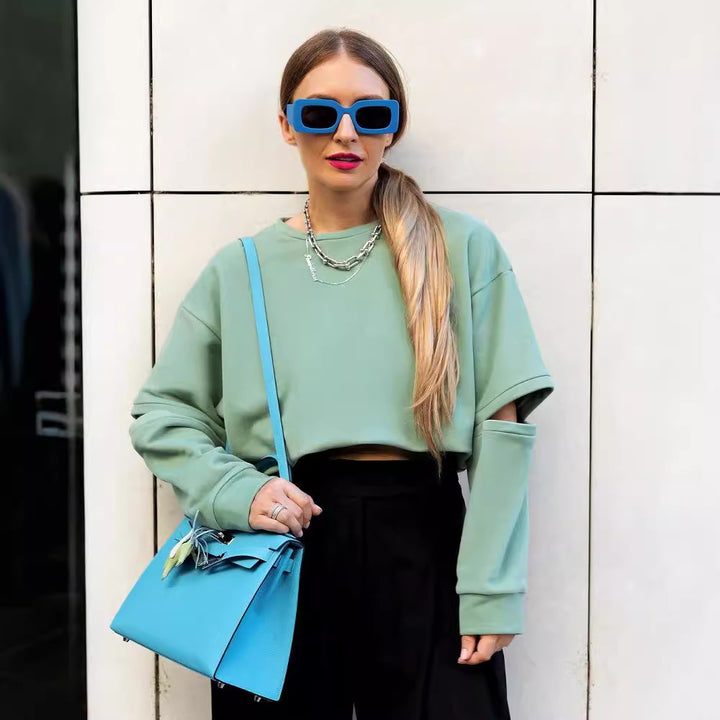 Women's Oversized Sweatshirt with Layer Sleeves and Side Slit Mune Fashion