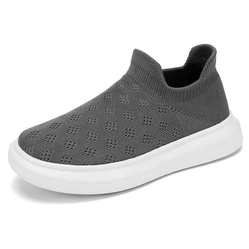 Women's sock-like knitted slippers with perforated hole pattern and shock-absorbing platform sole Mune Fashion