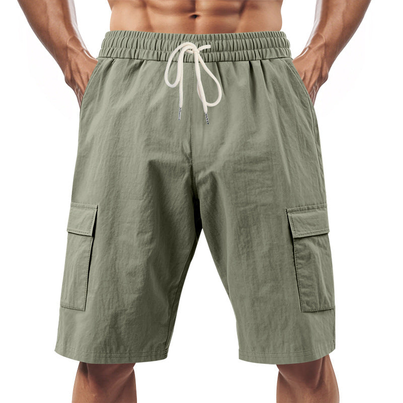 Men's technical cargo shorts with elastic drawstring waistband, secure flap pockets, and quick-drying functional material Mune Fashion