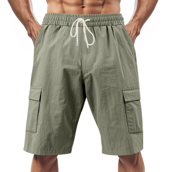 Men's technical cargo shorts with elastic drawstring waistband, secure flap pockets, and quick-drying functional material Mune Fashion