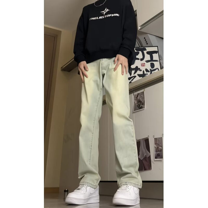Men's Cotton Blend Pants with Straight Leg, Loose Fit, and Low Rise Mune Fashion