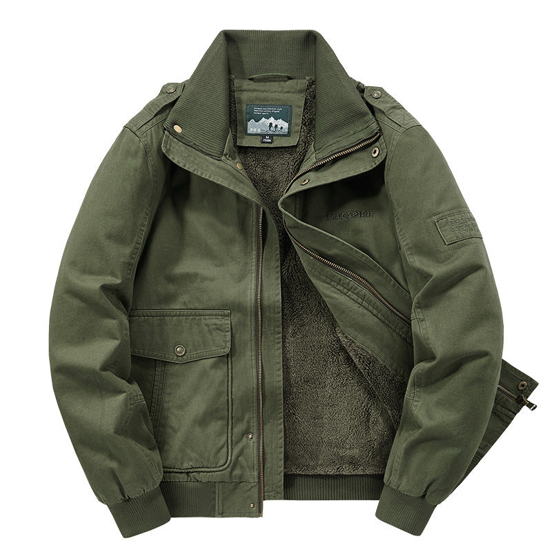 Men's Thermo-Canvas Blouson with full Teddy lining, ribbed collar, and utility patch pockets Mune Fashion