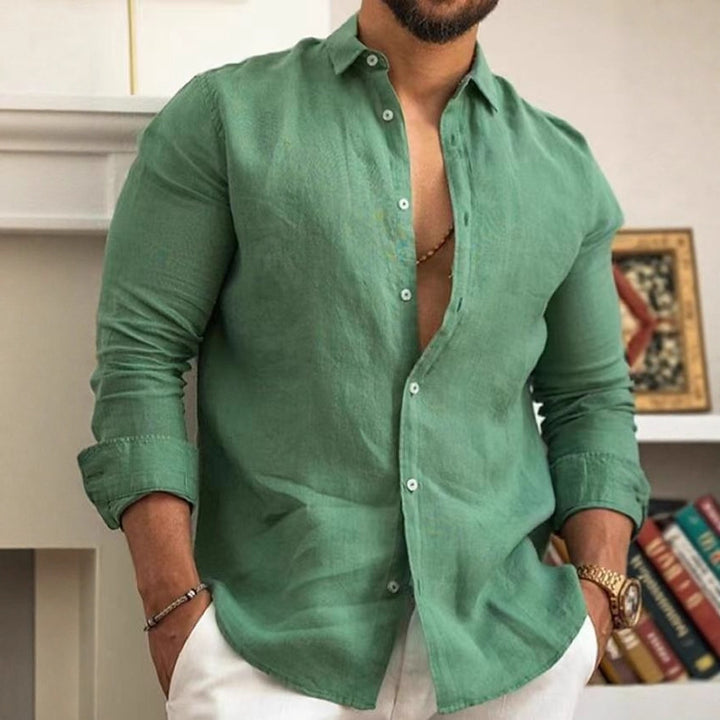 Men's Loose Linen Shirt with Round Hem and Breathable Texture Mune Fashion