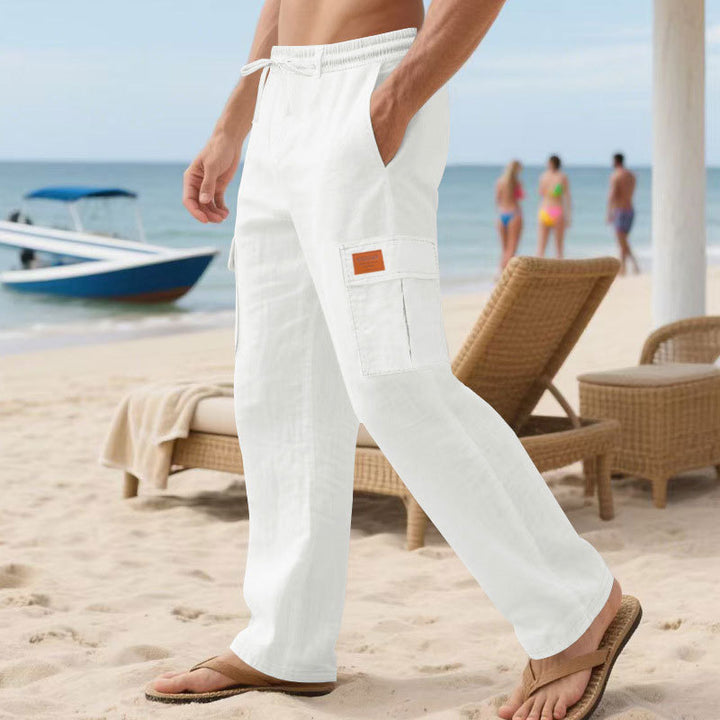 Men's nan maritime beach cargo pants in relaxed fit with elastic drawstring waistband Mune Fashion