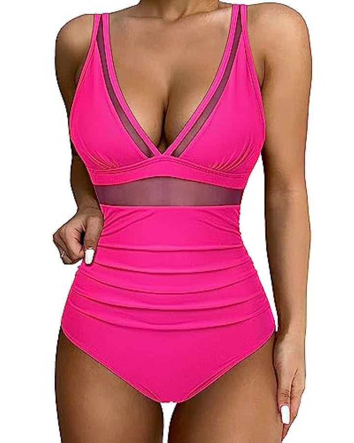 Women High-Cut Swimsuit with Transparent Inserts Mune Fashion