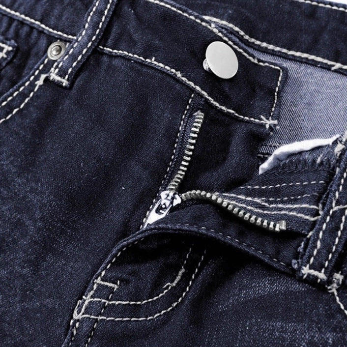 Women's Waist-Defined Bootcut Denim Pants with Decorative Stitching and Slight Flare Mune Fashion