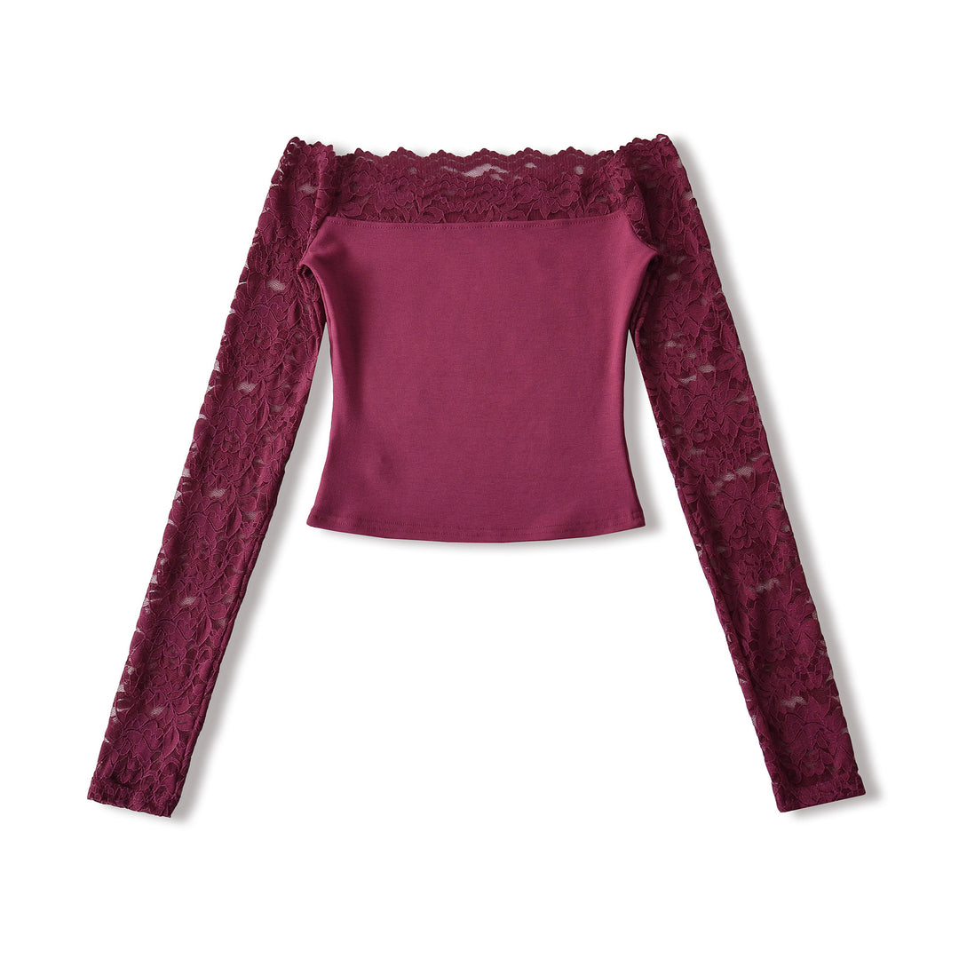 Ladies Carmen top with lace sleeves and off-the-shoulder cut Mune Fashion