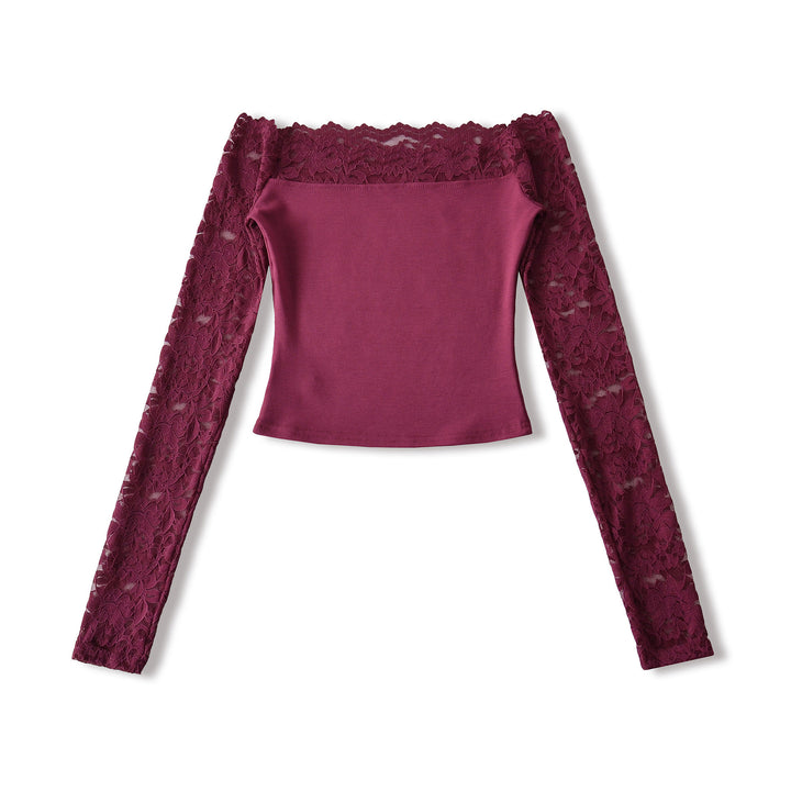 Ladies Carmen top with lace sleeves and off-the-shoulder cut Mune Fashion