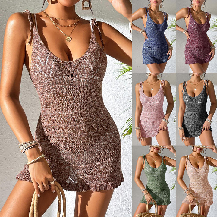 Ladies crochet dress with adjustable straps and voluminous hem Mune Fashion