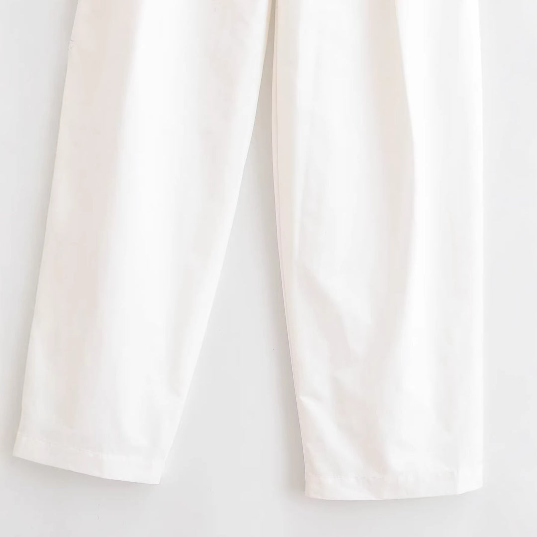Women's high-waisted wide-leg trouser suit with pleats and crease Mune Fashion