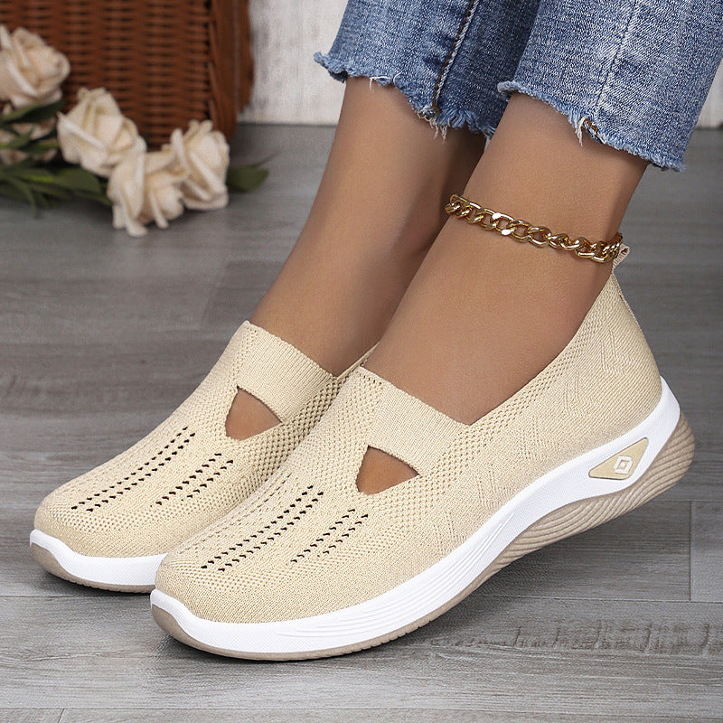 Ladies nan lightweight breathable knitted slip-ons with memory foam and non-slip outsole Mune Fashion