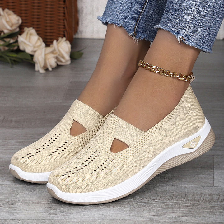 Ladies nan lightweight breathable knitted slip-ons with memory foam and non-slip outsole Mune Fashion