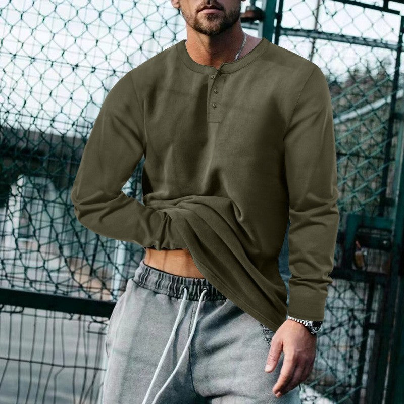 Men's Long Sleeve Henley made of lightweight cotton blend Mune Fashion