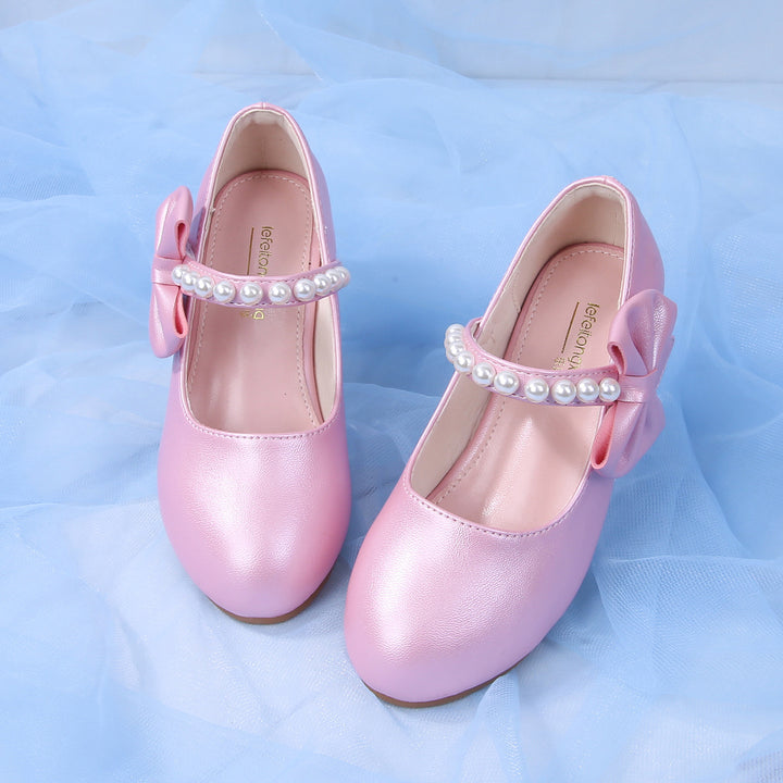 Girls elegant ballerinas with bow and pearl accents Mune Fashion