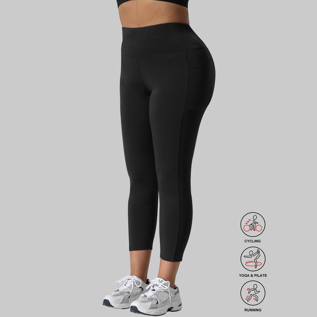 Women's capri training tights with high waistband, slim fit and side pockets Mune Fashion