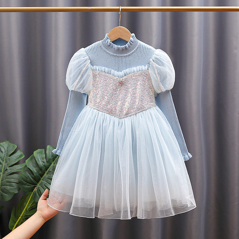 Girls' festive tulle dress with glittering appliqués and ruffles Mune Fashion
