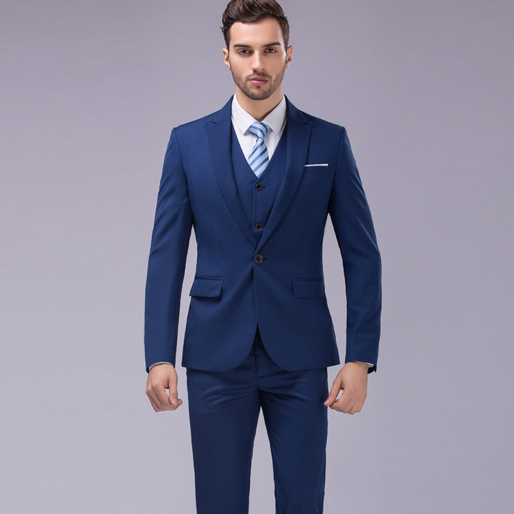 Men's Three-Piece Slim-Fit Business Suit with Vest and Slim Silhouette Mune Fashion