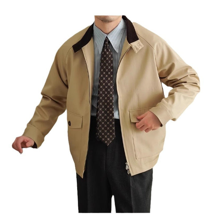Men's Harrington jacket with corduroy collar and patch pockets Mune Fashion
