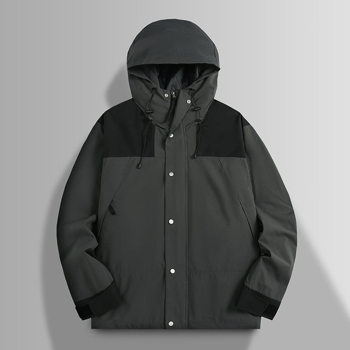 Men's Waterproof Softshell Jacket with Hood, Adjustable Cuffs, and Concealed Snap Button Placket Mune Fashion