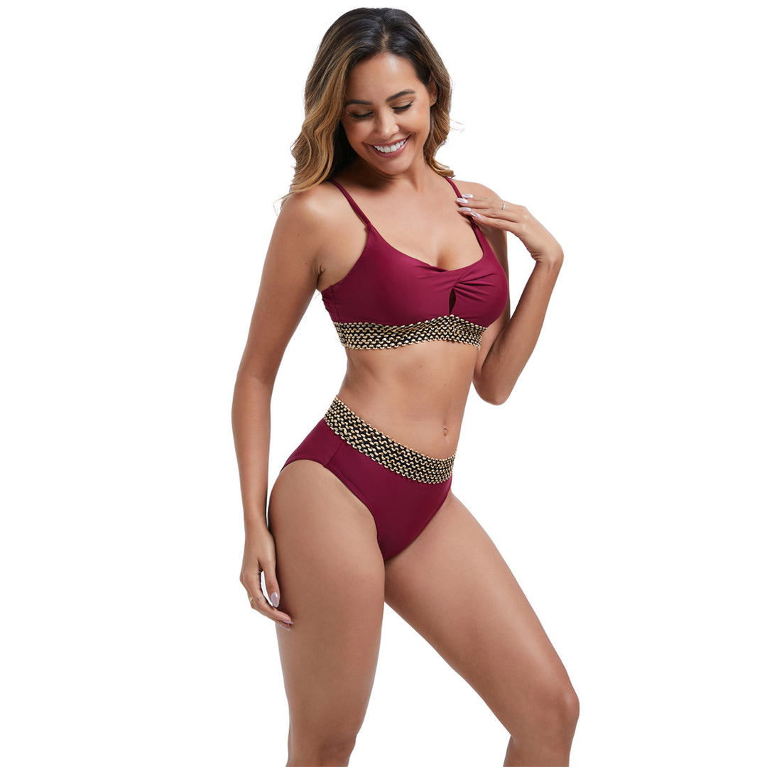 Women's High-Waisted Bikini Set with Fashionable Accent Details Mune Fashion