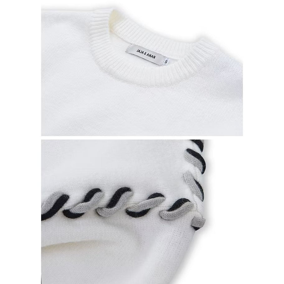 Men's chunky knit sweater with unique applique Mune Fashion