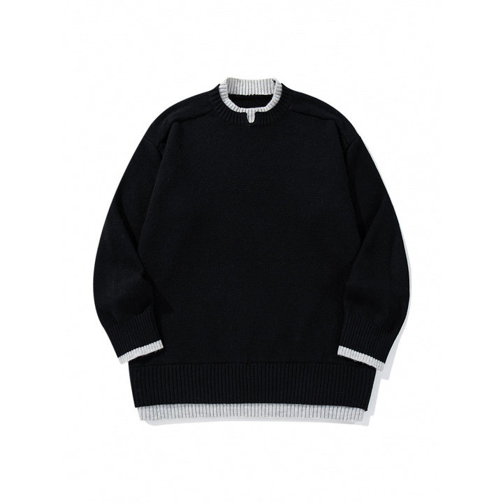 Unisex Relaxed-Fit Fine Knit Sweater with Contrast Cuffs and Extended Ribbed Hem Mune Fashion