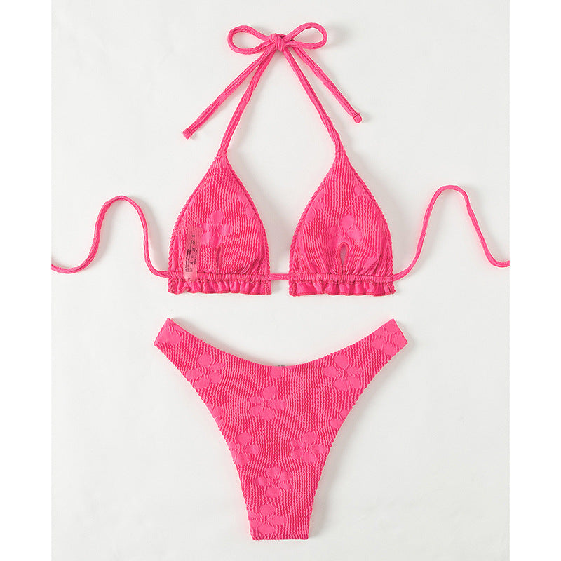 Women's Triangle Bikini with Refined Ruffle and Tie Details Mune Fashion