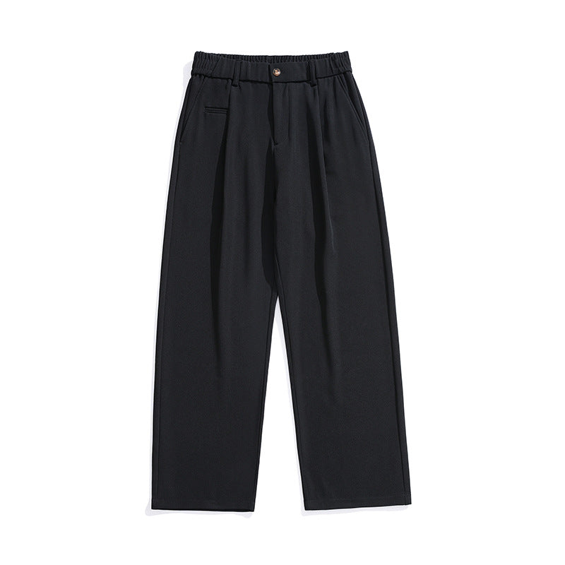 Damen Locker sitzende Bundfalten-Hose mit elastischem Komfortbund und geradem Saum Mune Fashion