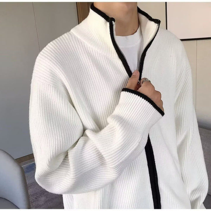 Men's Fashionable Cardigan with Stand-Up Collar Mune Fashion