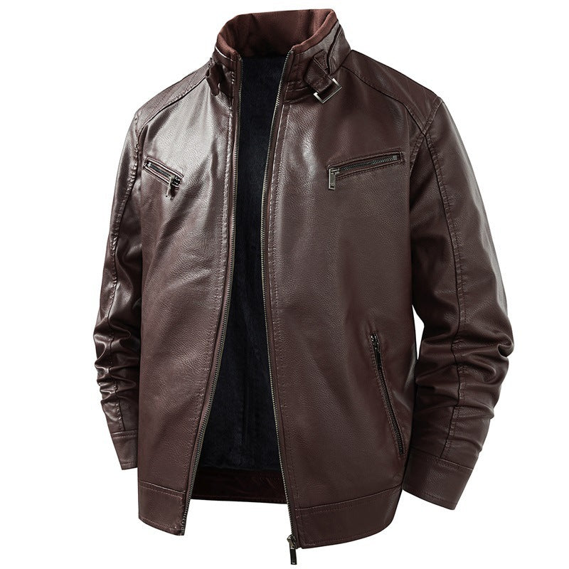 Men's Fashion Leather Jacket with Fleece Lining Mune Fashion