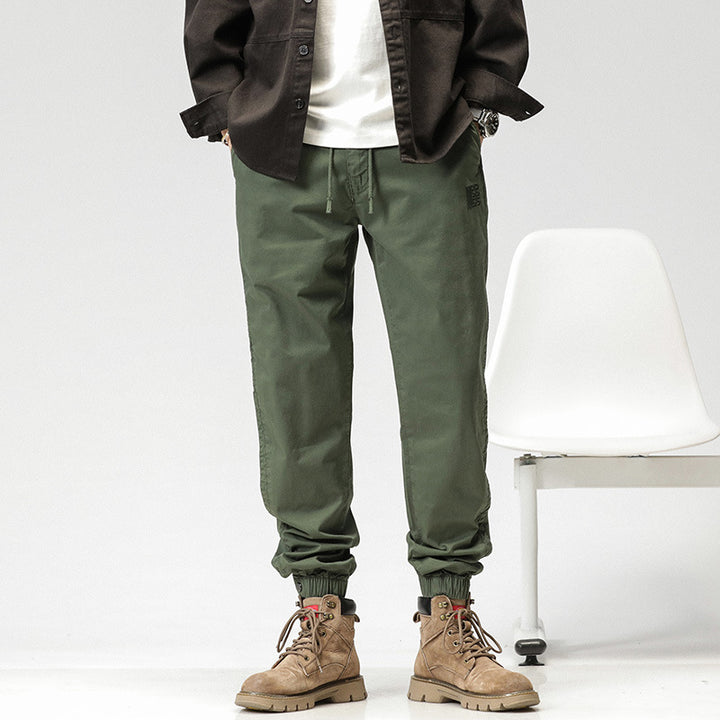 Herren Konisch geschnittene Utility-Joggerhose aus Baumwoll-Twill mit elastischem Bund und Kordelzug Mune Fashion