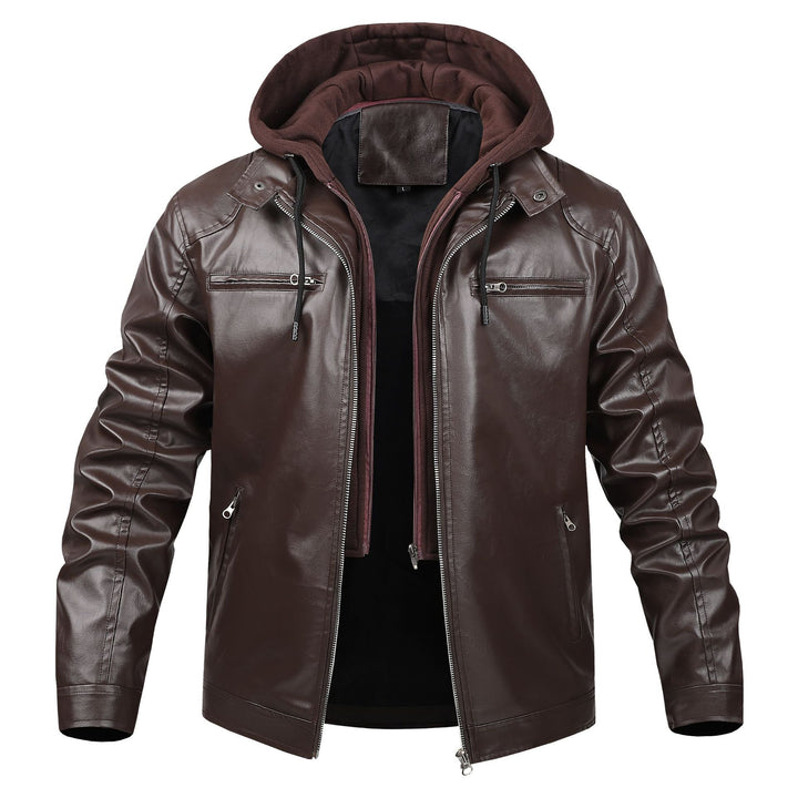 Men's Stylish Leather Jacket with Hood Mune Fashion
