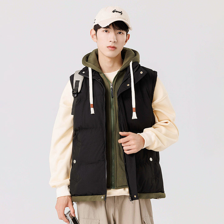 Women's Padded Hooded Vest with Utility Pockets and Windproof Exterior Mune Fashion