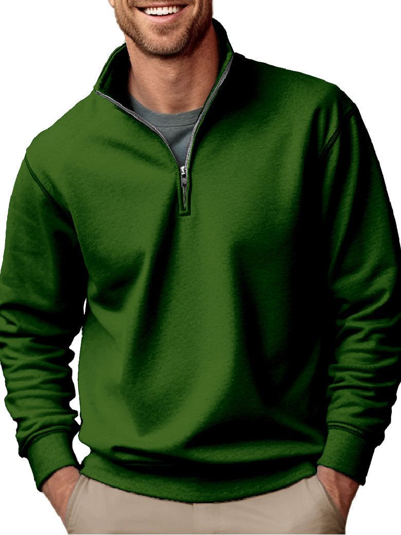 Men's half-zip sweatshirt with stand-up collar and soft fleece interior lining Mune Fashion