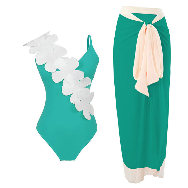 Ladies Elegant One-Piece Swimsuit with Floral 3D Design Mune Fashion