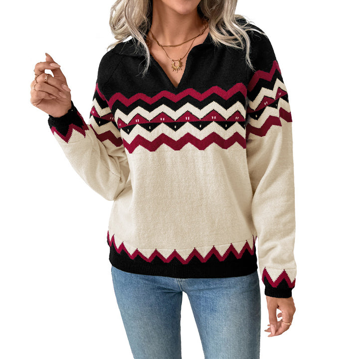 Women Chic and comfortable sweater with zigzag pattern Mune Fashion