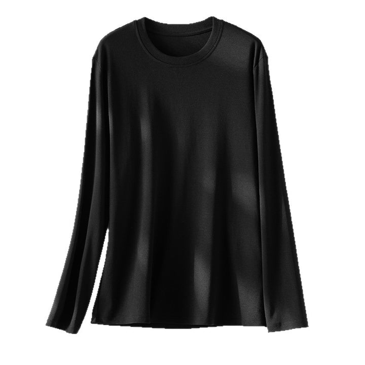 Women's Long-Sleeved Fine Modal Basic Shirt with Round Neckline Mune Fashion