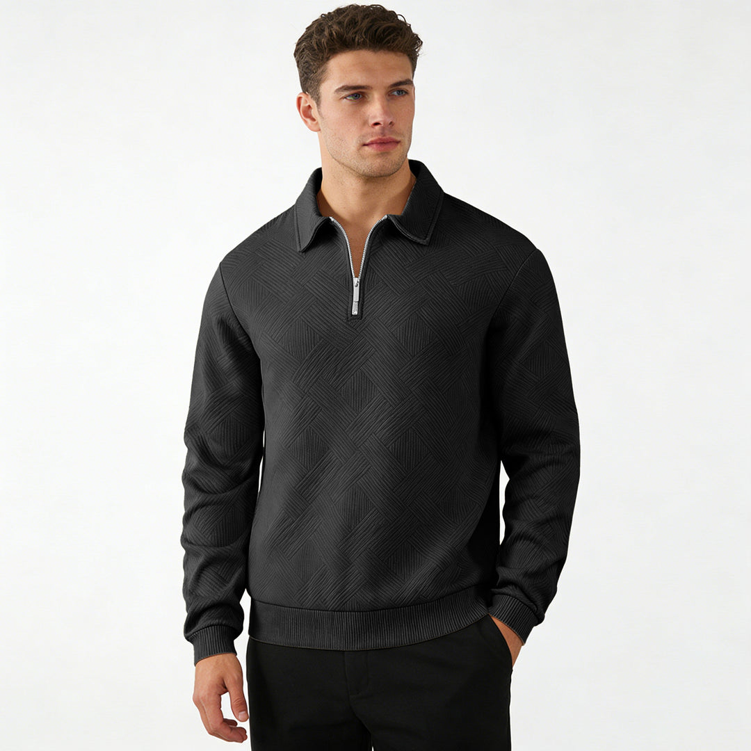 Men's Structured Half-Zip Sweater with Collar and Ribbed Cuffs Mune Fashion
