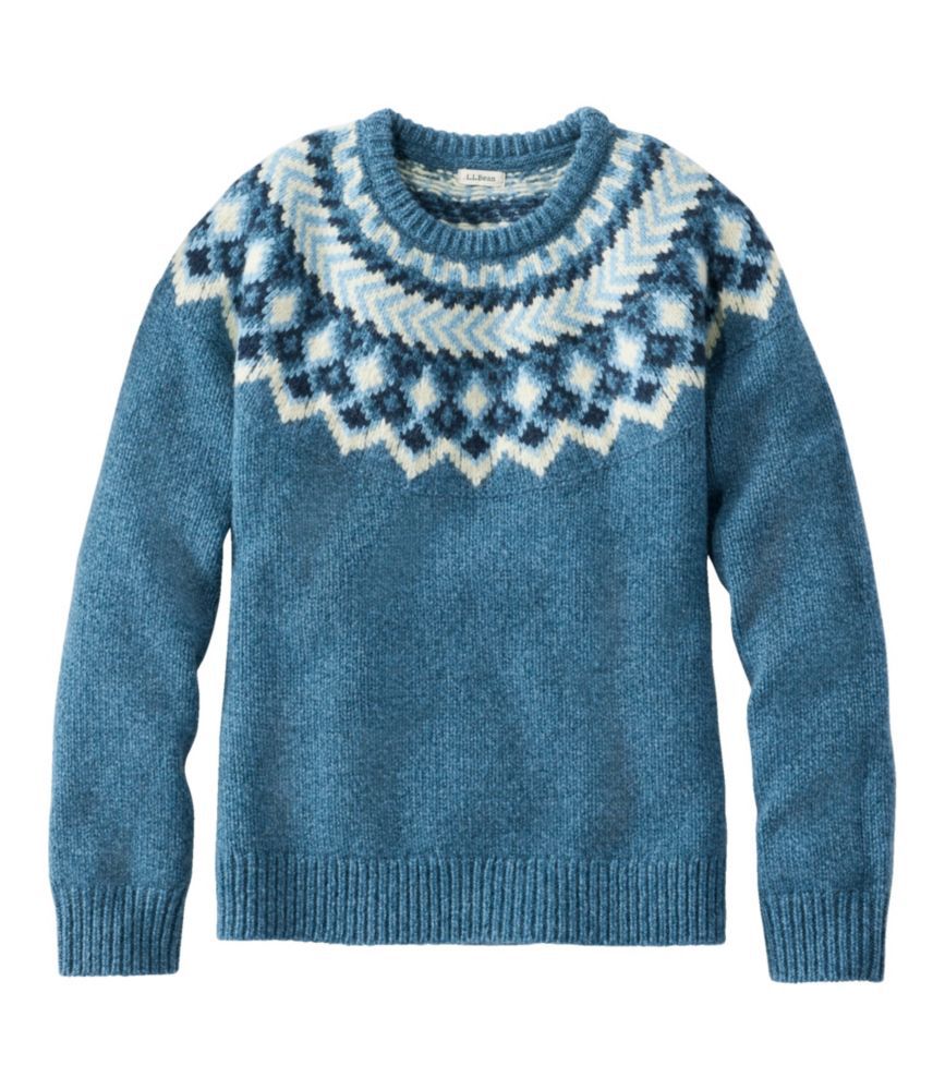 Women's Norwegian sweater made of wool blend with round neck and traditional Fair Isle yoke Mune Fashion