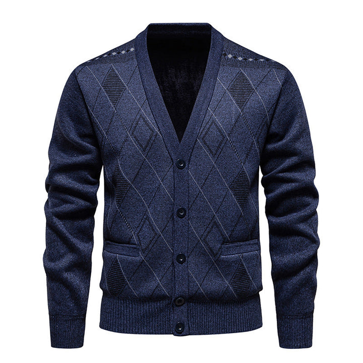 Men's Stylish Cardigan with Diamond Pattern Mune